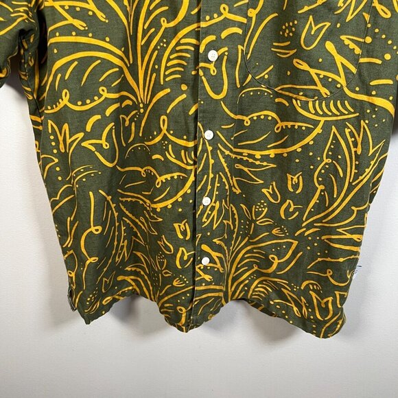 Ted Baker Viktor Linen Blend Short Sleeve Top Size 4 US Large Green Floral - Picture 5 of 9